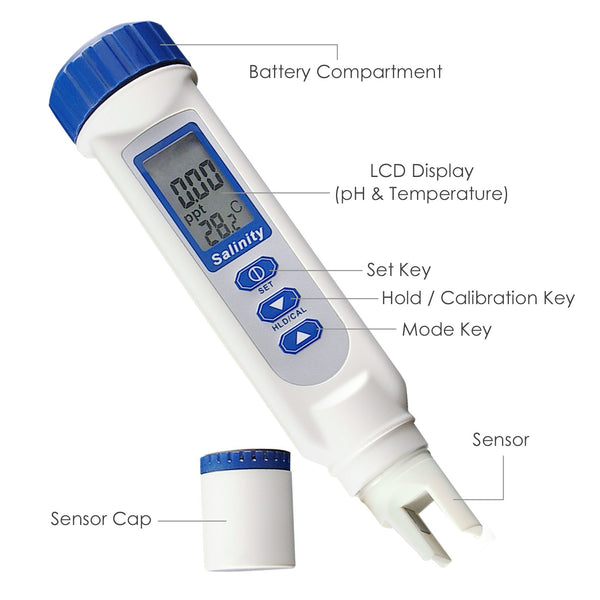 837-1_SOL Pen Type Salinity & Temperature Meter ATC NaCl w/ Calibration Solution Set
