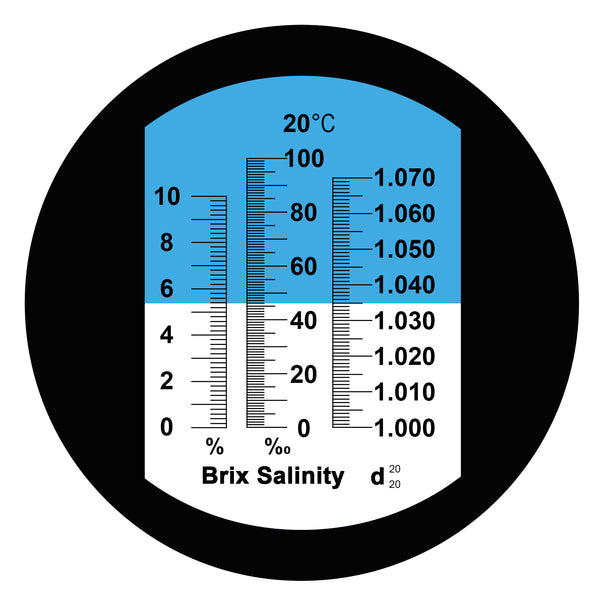 REBS-10ATC Tri-Scale Optics Refractometer ATC 0-10% Brix, Salinity 100 PPT , Density 1.000 to 1.070 g/cm3 & Salinity for CNC Cutting Liquid Coolant Salt Sea Water Aquarium Tank Marine