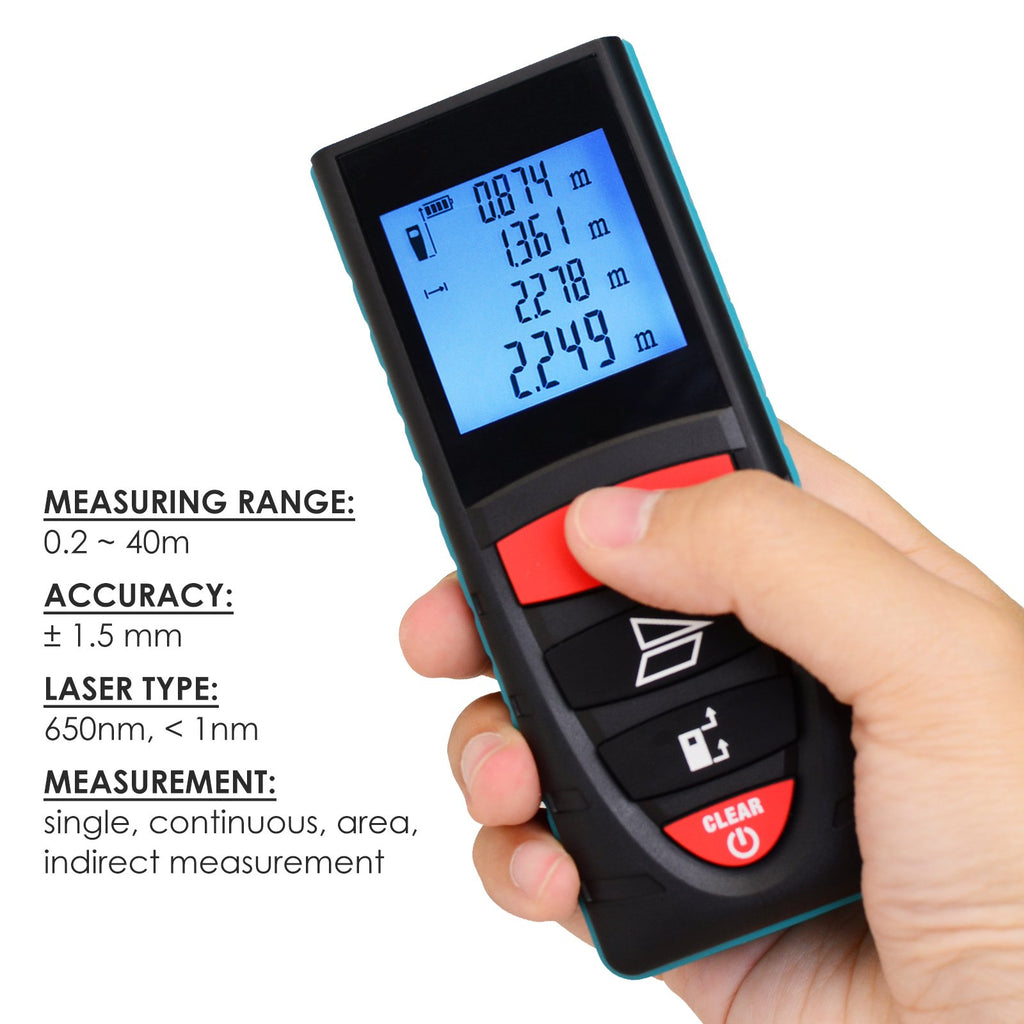 40M (131ft) Digital Laser Distance Meter Measuring Device – Gain ...