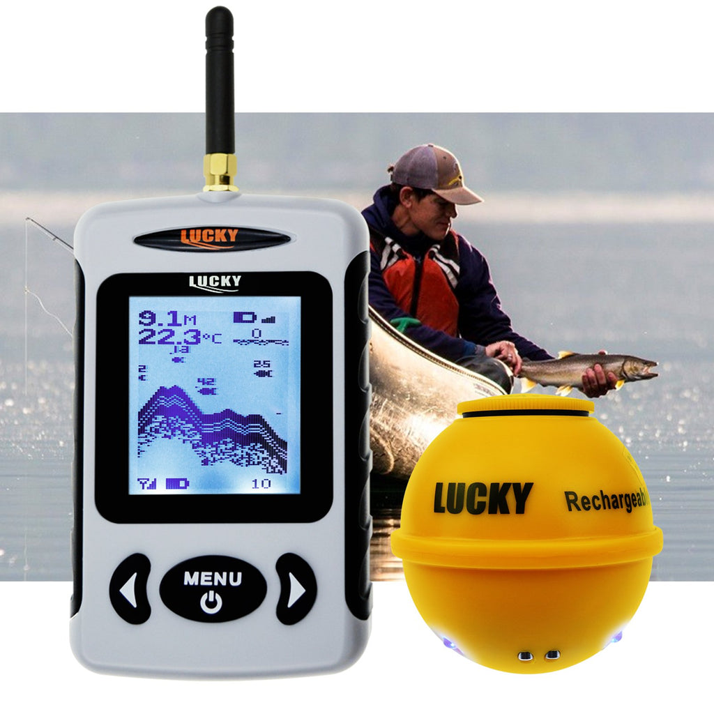 LUCKY Portable Fish Finder 45M Depth 125Khz Wireless Sonar Sensor