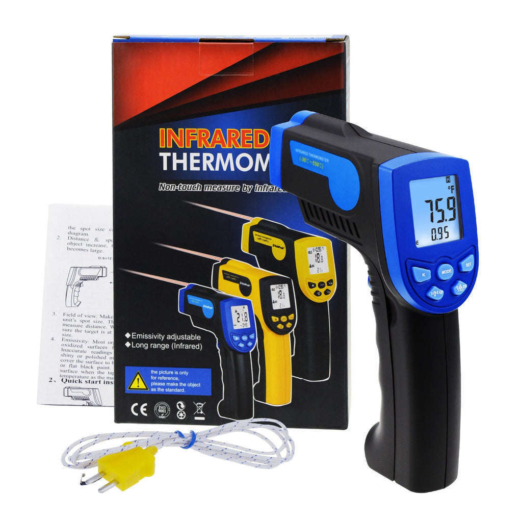 Non-contact Infrared IR Laser Thermometer K-Type Thermocouple – Gain Express