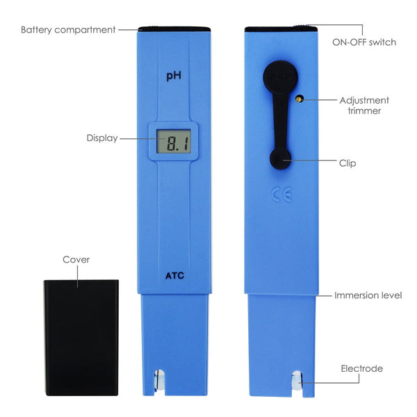 PH-014 Pocket Size 0.0-14.0 pH Meter, Digital Water Quality Tester for Household Drinking Water, Swimming Pools, Aquariums, Hydroponics