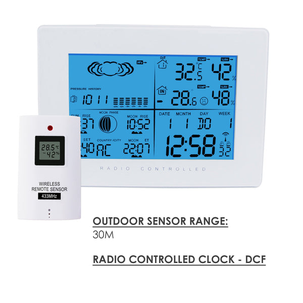AOK-5019_2S Wireless Weather Station In Out Thermometer w/ RCC Radio Controlled Clock 2 Sensor