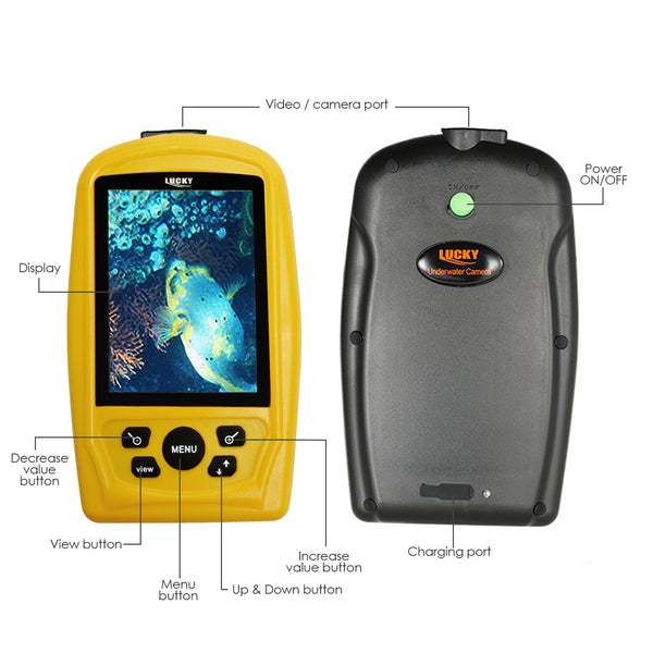 FF-3308-8 LUCKY Portable Underwater Fishing & Inspection Camera Video System Kit w/ 3.5inch Handheld Color Live-view Display Monitor, 20m Cable, Cam with Wide Angle Lens and Far-infrared LED, CMD sensor Fish Finder Sea Locator