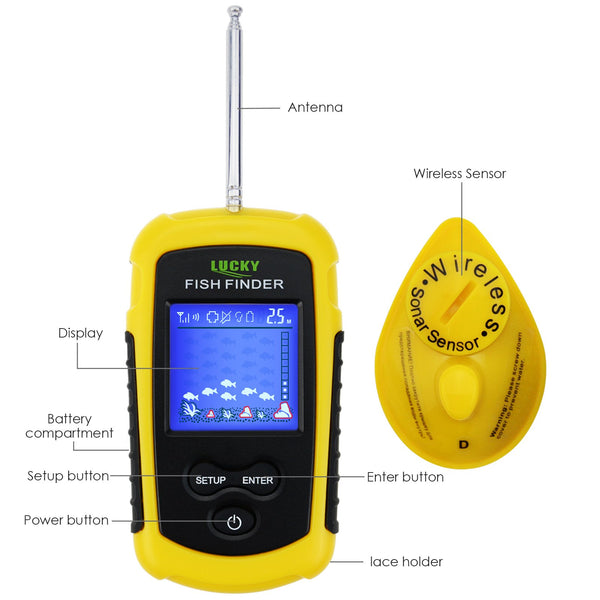 FFCW-1108-1 Lucky Wireless Fish Finder Sonar, TN/ Anti-UV LCD Display Fishfinder