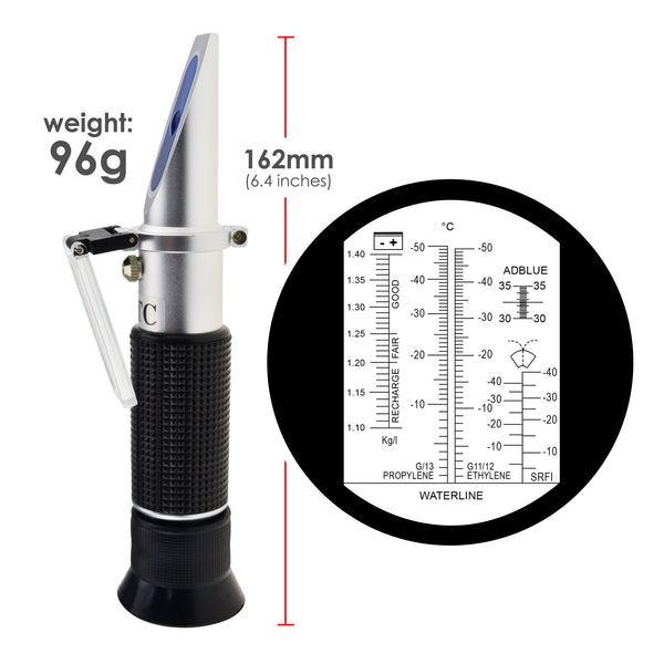 REA-503ABATC 6-in-1 Automotive Car Refractometer ATC for Adblue/ Antifreeze/ Battery Acid/ Windshield Fluid, Propylene Ethylene Glycol Cleaning Coolant Charge Specific Gravity Density Condition