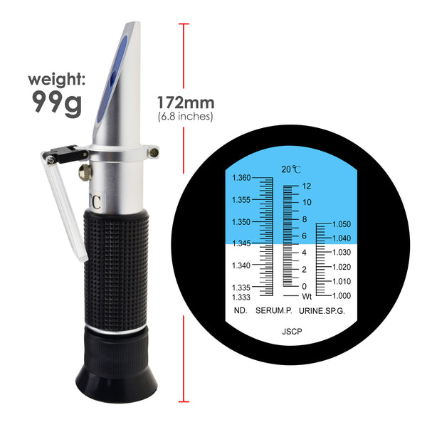 REC-200ATC Tri Scale Clinical Refractometer with ATC 0~12g/100ml Serum protein, 1~1.050, 1.333 ~ 1.360 RI for Human Urine, Serum or Plasma