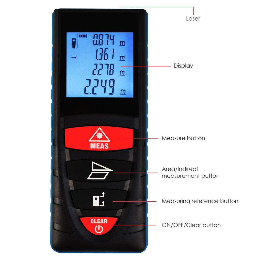 Distance Meter Screen 40M (131ft) Digital Laser Distance Meter Measuring Device – Gain ...