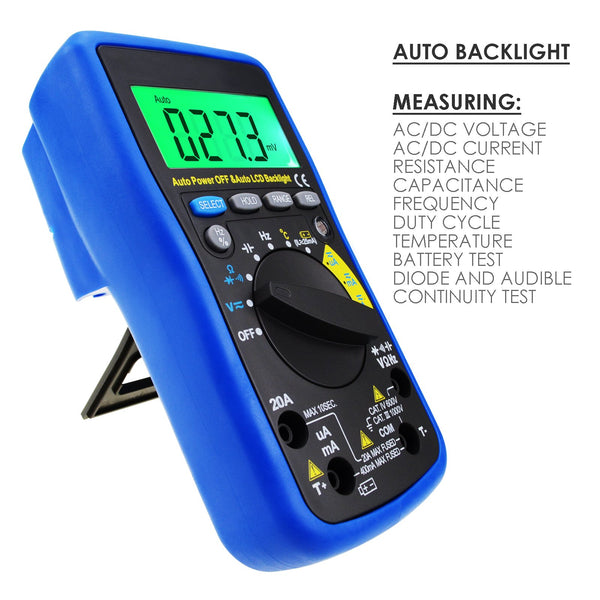 MUL-210 Digital Auto Range Autoranging DMM Multimeter - with Auto LCD Backlight, Overload Protection
