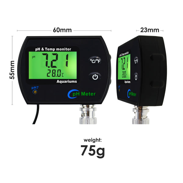 PHM-245 PH & Temperature 2-in-1 Continuous Monitor Meter w/ Backlight Replaceable Electrode