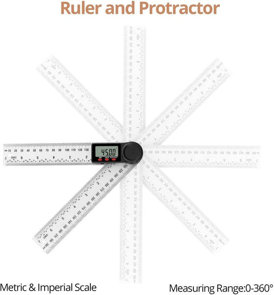 6-039R 2-in-1 Digital Protractor Electronic Angle Ruler Angle & Length Measurement for Home Improvement, Woodworking, Workshop