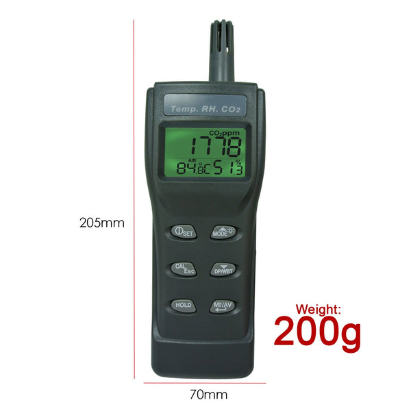 77535 Digital 3-in-1 CO2 0-9999ppm Temperature DP WB RH Humidity IAQ Air Quality Meter Tester Monitor carbon dioxide detectors analyzer