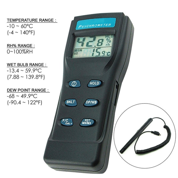 8723 Digital Air Thermo-Hygrometer / Psychrometer / Humidity Wet Bulb