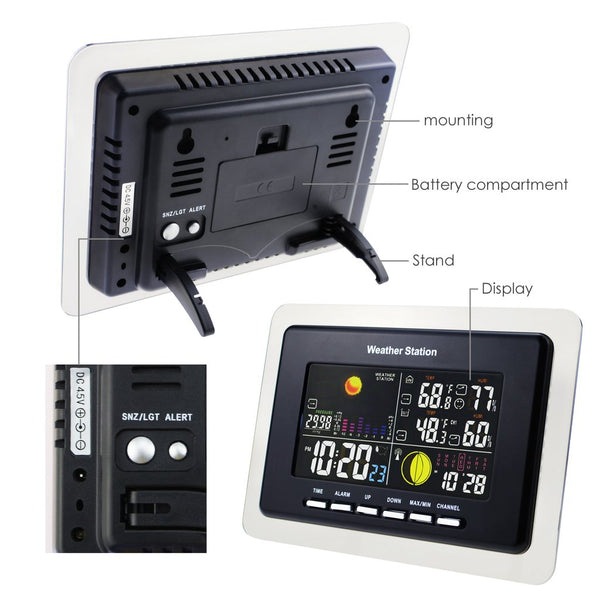 WS-104_US_3S Weather Station IN/OUT Temperature Humidity DCF / WWVB 3 Wireless Remote Sensors