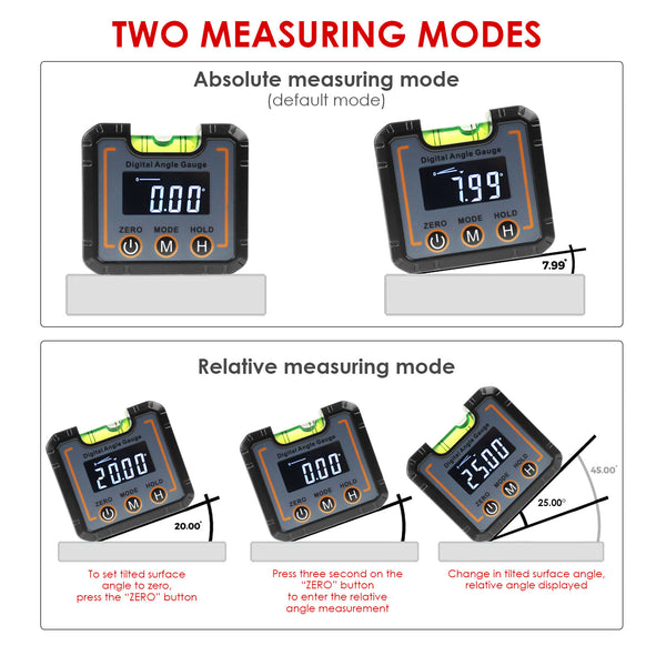 AGF-321 Digital Angle Gauge Electronic Protractor Highly Precise Level Box with Bubble Level Magnetic Base