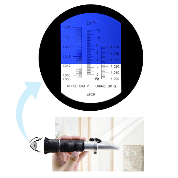REC-200ATC Tri Scale Clinical Refractometer with ATC 0~12g/100ml Serum protein, 1~1.050, 1.333 ~ 1.360 RI for Human Urine, Serum or Plasma