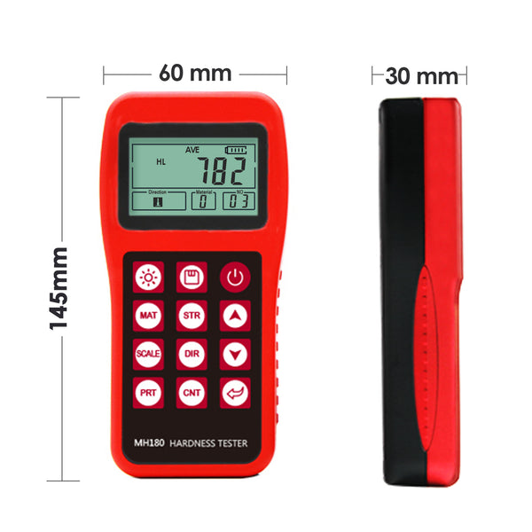 Mitech MH180 Portable Handheld  Leeb Hardness Tester Meter Gauge 170～960 HLD with 100 Group Data Memory LCD EL background light Support Micro printer