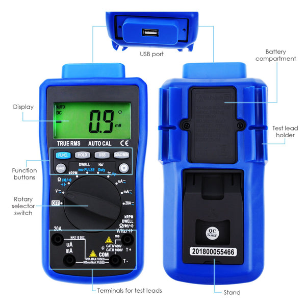 ENG-216 Digital Engine Automotive Analyzers Diagnostic Multimeter Auto-Ranging with PC Data Transfer