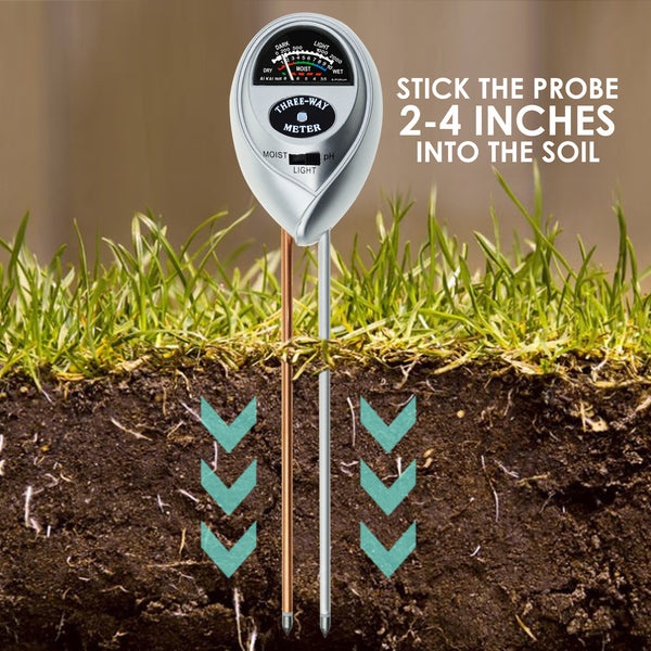 SQM-257 3-in-1 Soil pH, Moisture & Light Meter Tester Probe Sensor, Gardening Plants Growth