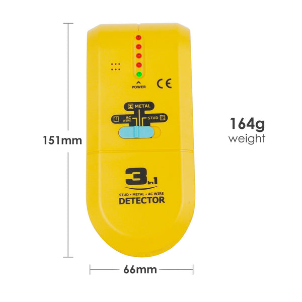 E04-022 3 in 1 Stud / Metal / AC Wire Detector, Handheld Wall Wood Metallic Pipe Voltage Live Scanner Finder Tracker
