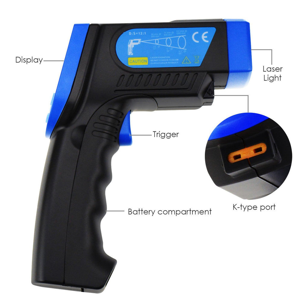 Non-contact Infrared IR Laser Thermometer K-Type Thermocouple – Gain Express