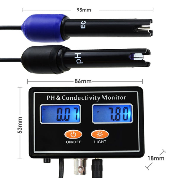 ECM-231 Online PH & EC Conductivity Monitor Meter Tester ATC, Water Quality Real-time Continuous Monitoring, Rechargeable