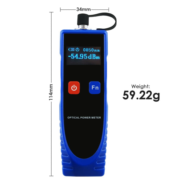 CAB-38 OPM Optical Power Meter Digital Power Factor Meter,  -70 ~ 6dBm with 6 Optic Wave Length, Portable Fiber Optic Cable Tester with FC converter for FC/SC/ST