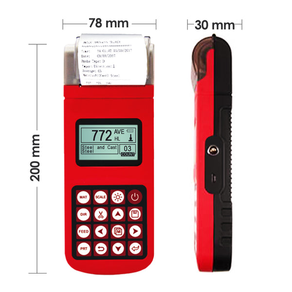 MH320 Portable Leeb Hardness Tester Meter Guage 170～960 HLD Dot Matrix LCD  with integrated high speed thermal printer and alarm function