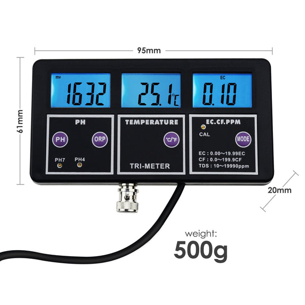 WQM-243 6 in 1 Multi-parameter pH/ ORP Redox/ EC/ CF/ TDS PPM/ Temperature Multi-function Water Quality Monitor Tester
