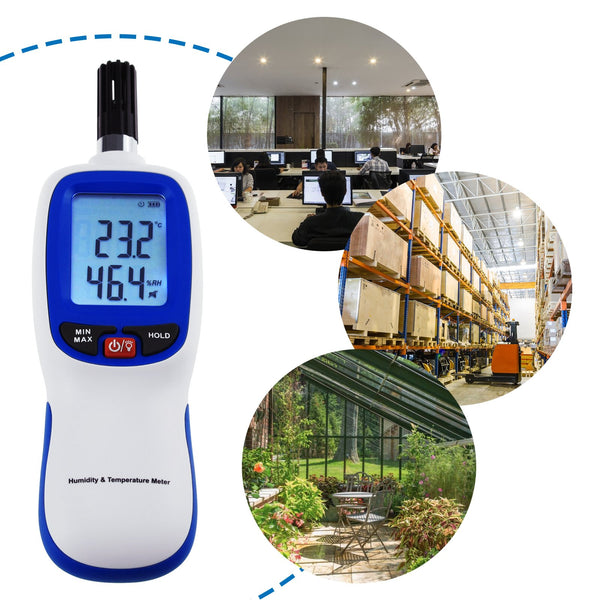 HTM-49 Gain Express Digital Humidity & Temperature Meter Hygrometer Psychrometer, Dew point and Wet-bulb Temperature range -20~70°C, Humidity range 0~100%RH, Min/Max Hold, LCD Backlight