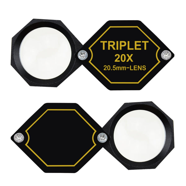 GEM-252 20x Magnifications 20.5mm Jeweler Gem Loupe Triplet Lens Magnifier