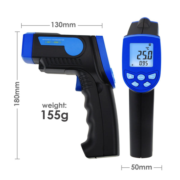 THE-217 Non-Contact Lasergrip Infrared 12:1 DS Thermometer Laser Temperature -30 ~ 550°C (-22 to 1022°F)