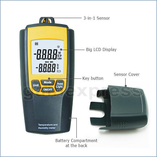 VA-8010 Digital Air Temperature Humidity Meter Thermometer °C / °F Tester w/ Dew Point CE Marking LCD Display
