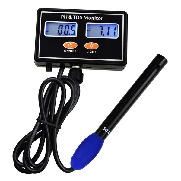 TDS-232 Digital Combo pH & TDS Monitor Meter Tester ATC, 0.00~14.00pH & 0.0~199.9ppt Rechargeable Real-time Monitoring