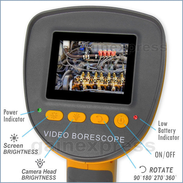 C0599F_1M Handheld Industrial Endoscope w/ 2.4" LCD & up to 360° Rotation Borescope