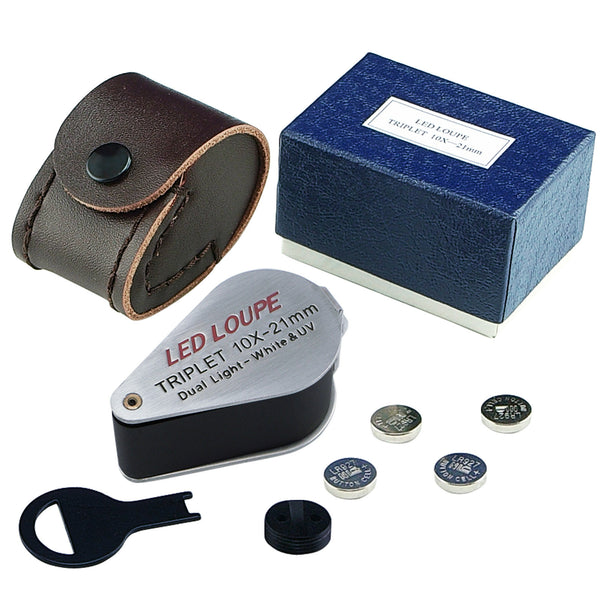 GM11 Mini 10X Jeweler Loupe Magnifier + LED & UV light, 21mm lens