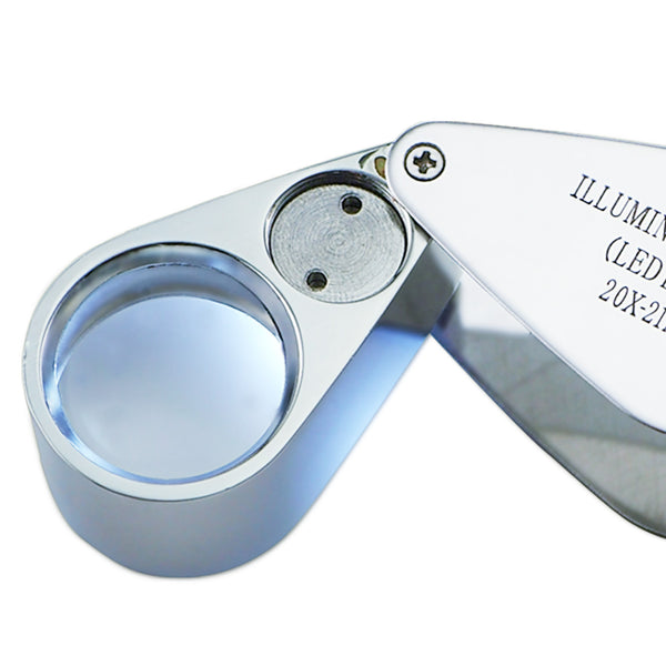 GM-20XX Mini 20x Magnifying Optical Glass LED Light Jeweler Loupe