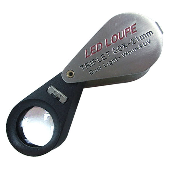 GM31 Mini 30X Jeweler Loupe Magnifier + LED & UV light 21mm lens