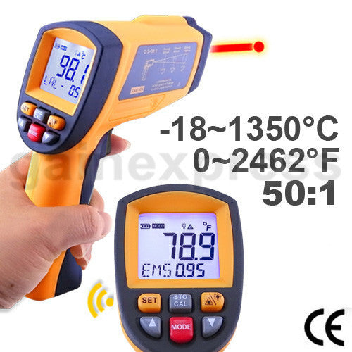 IR-G1350  Digital 50:1 IR Laser Thermometer 0.1~1 EM Pyrometer 2462 °F