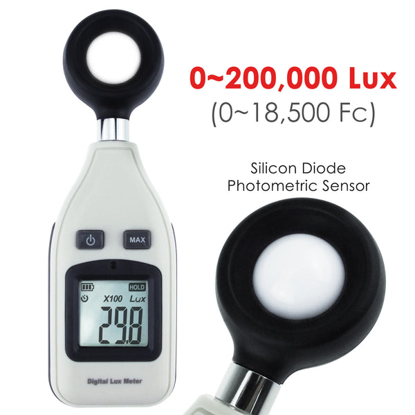 LUX-31 Digital Light Mini Lux Meter Measurement Range 0 ~ 200,000 LUX / 0 ~ 18,500 FC, Portable Instrument, Auto Range