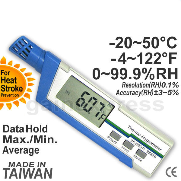 M0198876 Pen Type Thermo Hygrometer Temperature RH Heat Index WGBT