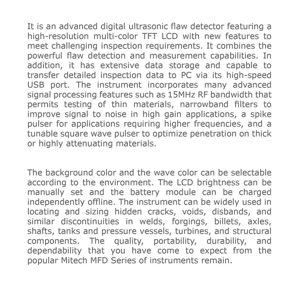 MFD500B 0-9999mm Mitech Digital Ultrasonic Flaw Detector Defectoscope DAC AVR Steel Velocity