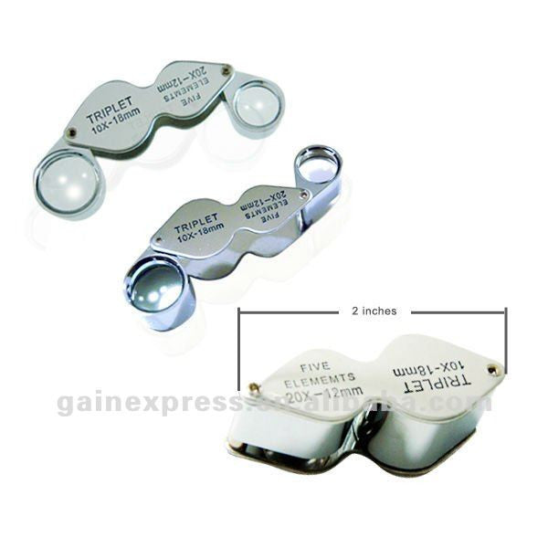 MG-22181 Mini Portable 2 in 1 Jeweler's Loupe 10X & 20X Magnifier Dual Lens