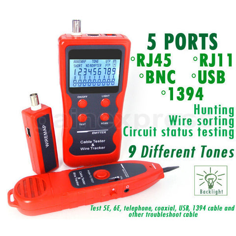 NF-8601 Digital Cable Length Tester RJ45 RJ11 BNC Coax Network – Gain  Express
