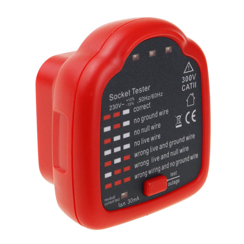 PCM-348 Handheld Outlet Tester Polarity Detector with LED Light Test Result Indicator Socket Tester Power Socket Wiring Tool for GFCI Trip Current Standard Outlets Receptacles