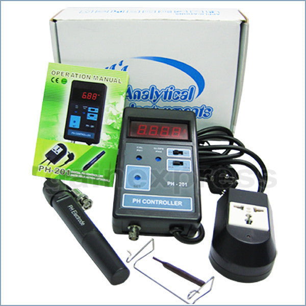 PH-201 Digital pH Controller + Electrode + Solutions 110V or 220V