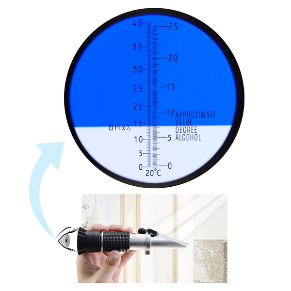 REW-25BATC Grape Fruit Juice Refractometer with ATC, Dual Scale 0-25% VOL 0-40% Brix Optical Tester for Sugar Glucose Homebrew Wine Determine Alcohol Content