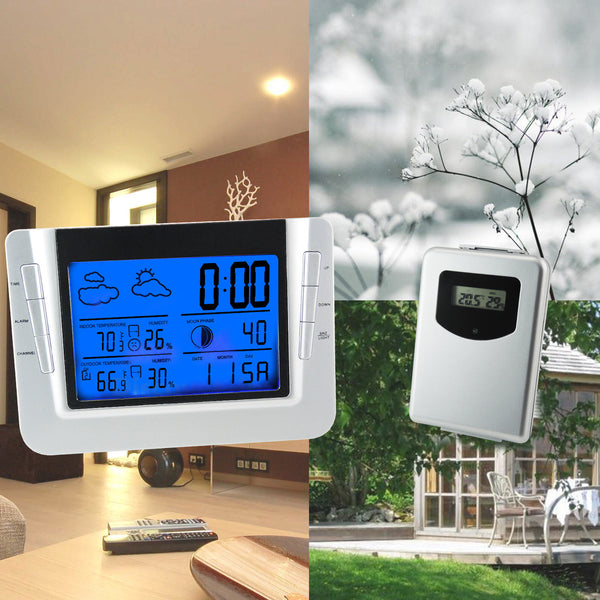 S08S608B_1S Digital Wireless Indoor/Outdoor Weather Station Temperature Humidity RCC Clock