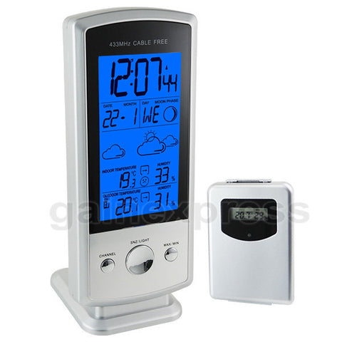 S08S613B_1S Wireless Digital Weather Forecast Station Humidity Indoor/Outdoor Temperature RCC Clock Calendar