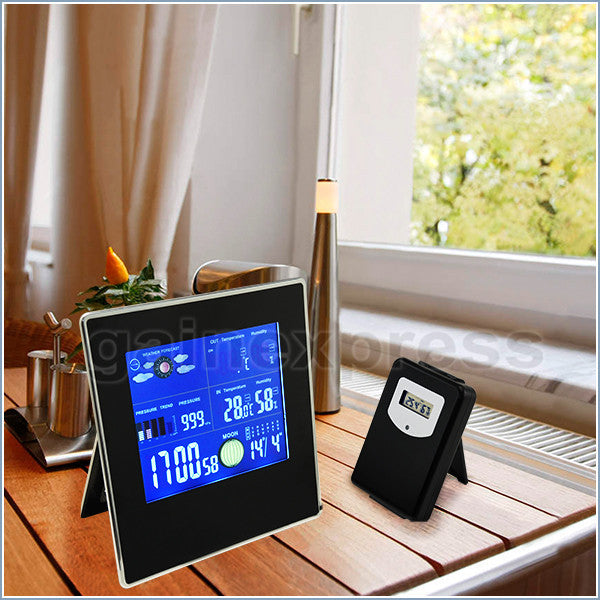 S08S620PV_2S Indoor/Outdoor Digital Wireless Weather Station Temperature Relative Humidity RH Air Pressure RCC DCF with Bar Chart + 2 sensors 110V / 220V
